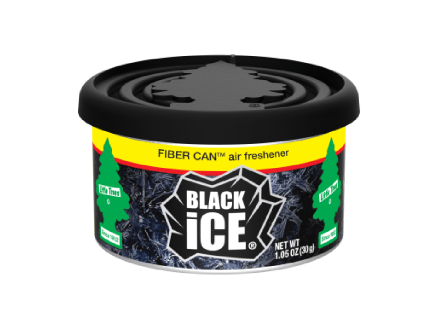 Black Ice fiber can air freshener on a white background