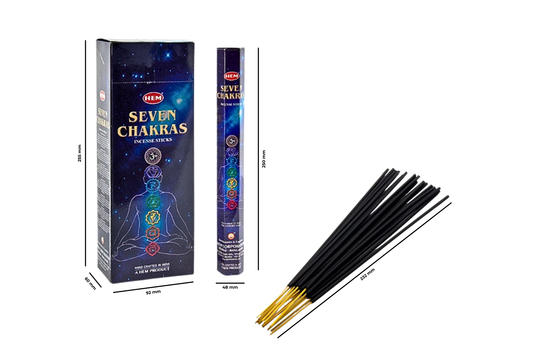 Hem Seven Chakras incense sticks with packaging on a white background