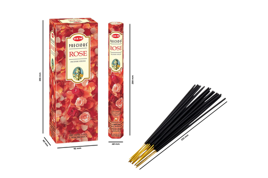 Rose incense sticks with packaging on a white background