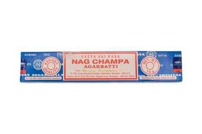 15g Satya Nag Champa incense stick box on a white background