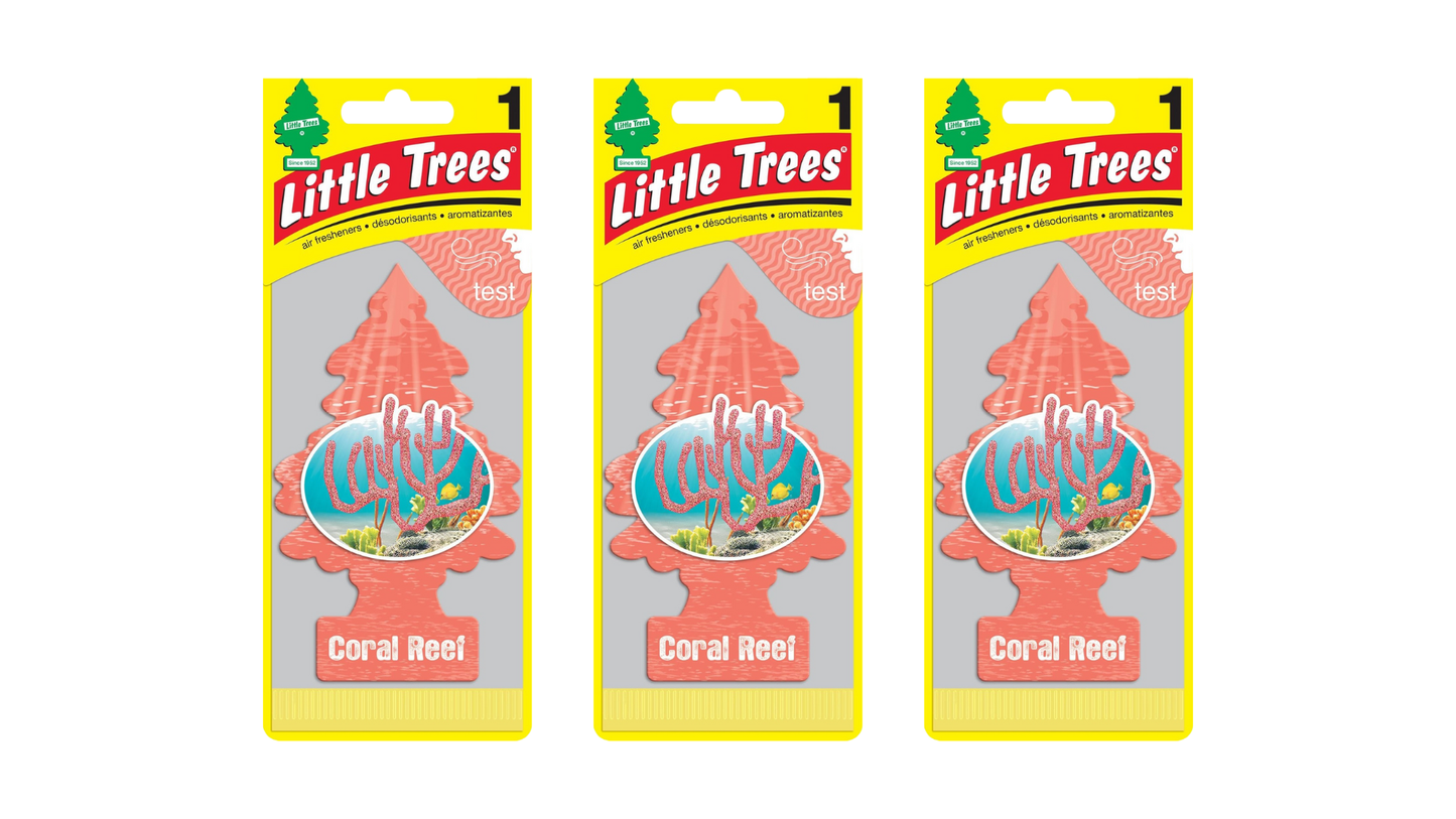 Three Little Trees Coral Reef packs on a white background