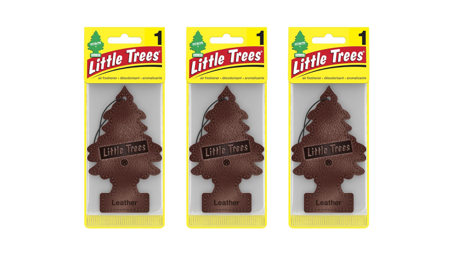 Three packages of Little Trees air fresheners on a white background