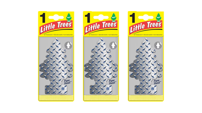 Three packages of Little Trees air fresheners on a white background