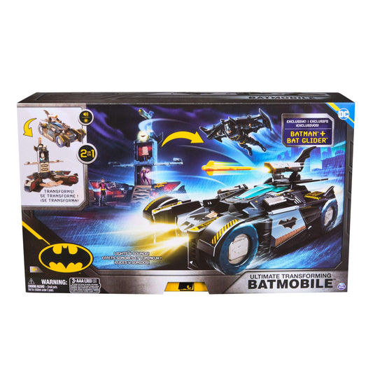 Boxed Batman ultimate transforming batmobile toy set on a white background