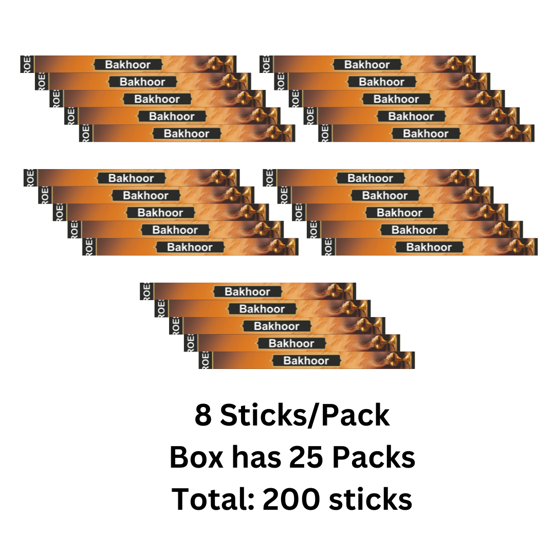 Multiple packs of Bakhoor sticks with branding on a white background