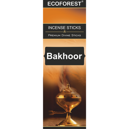Ecoforest Bakhoor incense sticks packaging with an image of an incense burner.