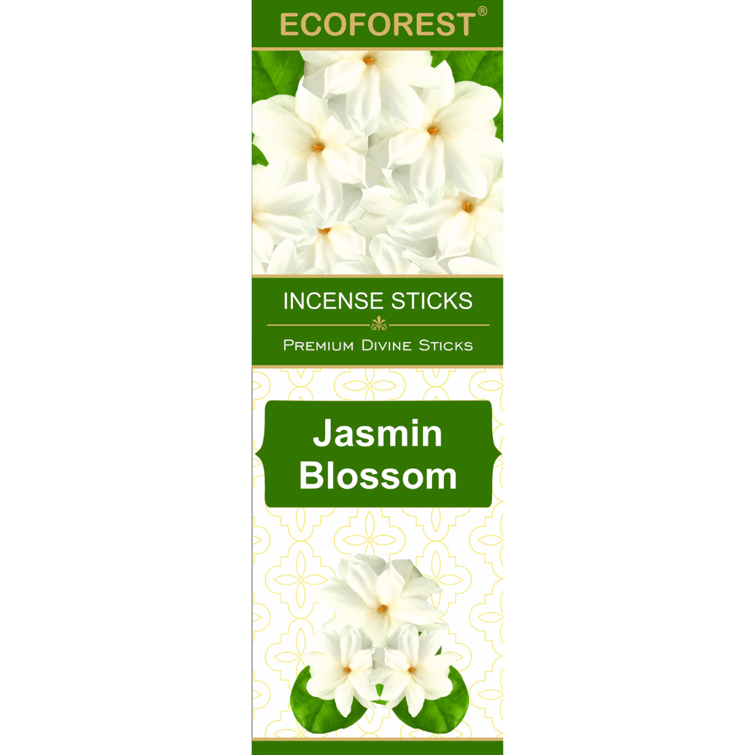 Ecoforest Jasmin Blossom incense sticks packaging on a white background