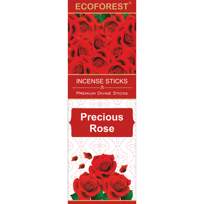 Ecoforest rose incense sticks packaging with an image of roses in the center.