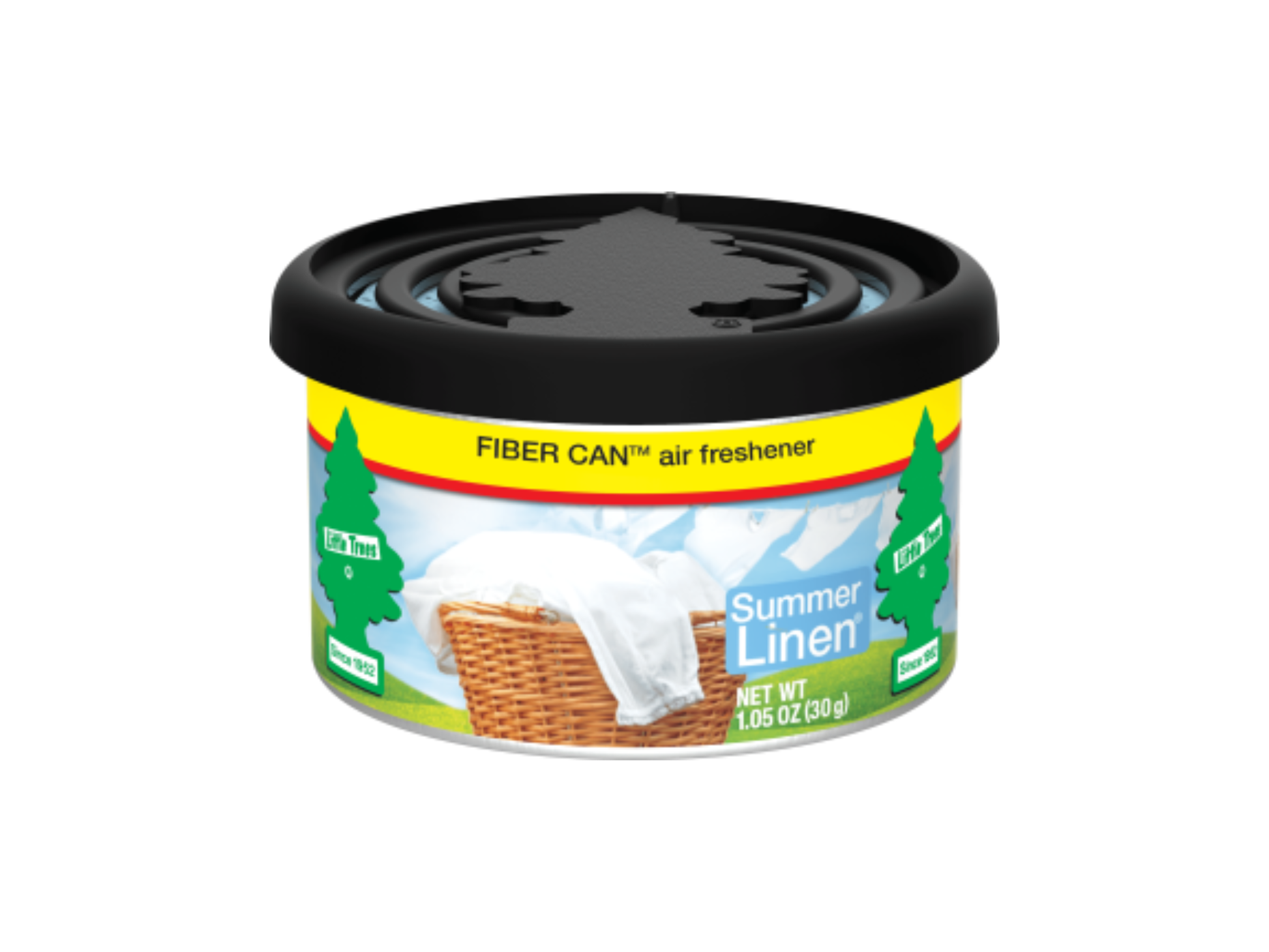 Fiber Can air freshener with 'Summer Linen' scent on a white background
