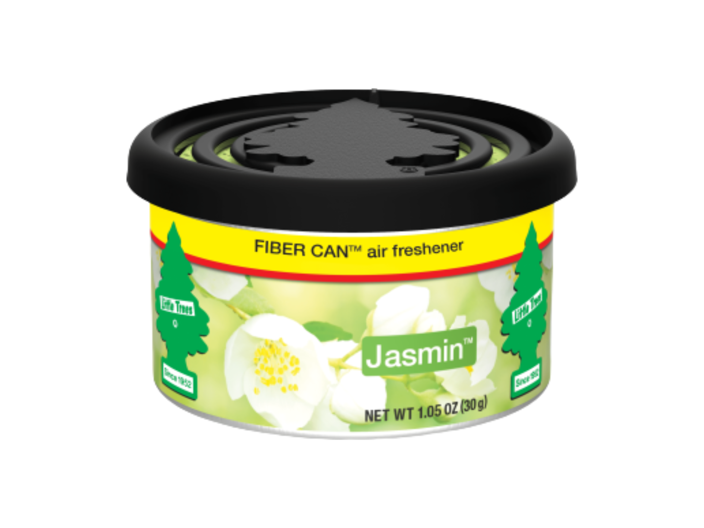 Little Trees Fiber Can air freshener with Jasmine written across on a white background
