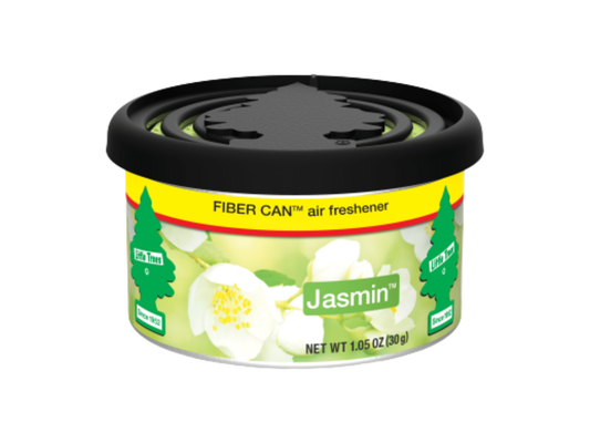Little Trees Fiber Can air freshener with Jasmine written across on a white background