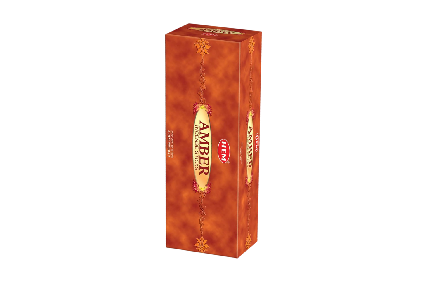 Amber incense box on a white background