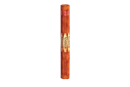 Incense stick packaging with 'Amber' branding on a white background