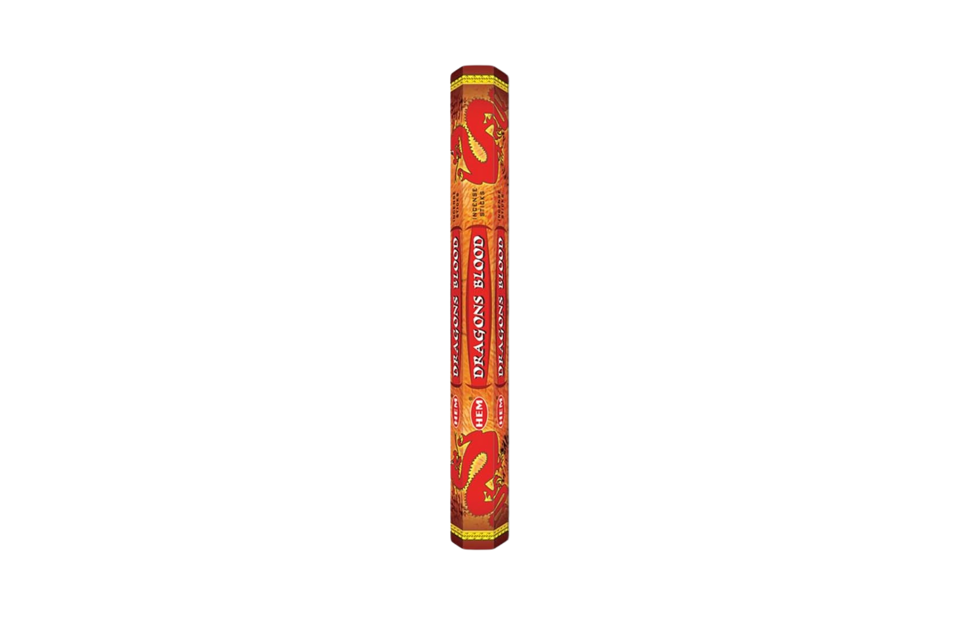 Red and yellow incense stick package on a white background