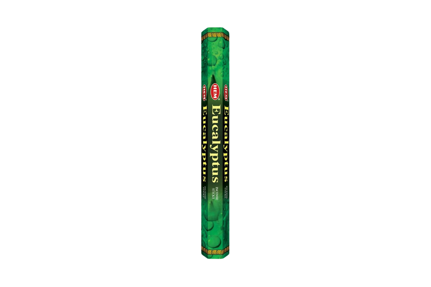 Green incense stick packaging on a white background