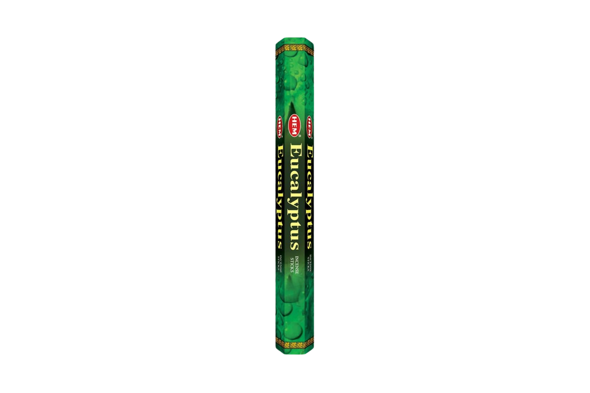 Green incense stick packaging on a white background