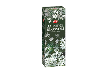 Box of Jasmine Blossom incense sticks with floral design on a white background