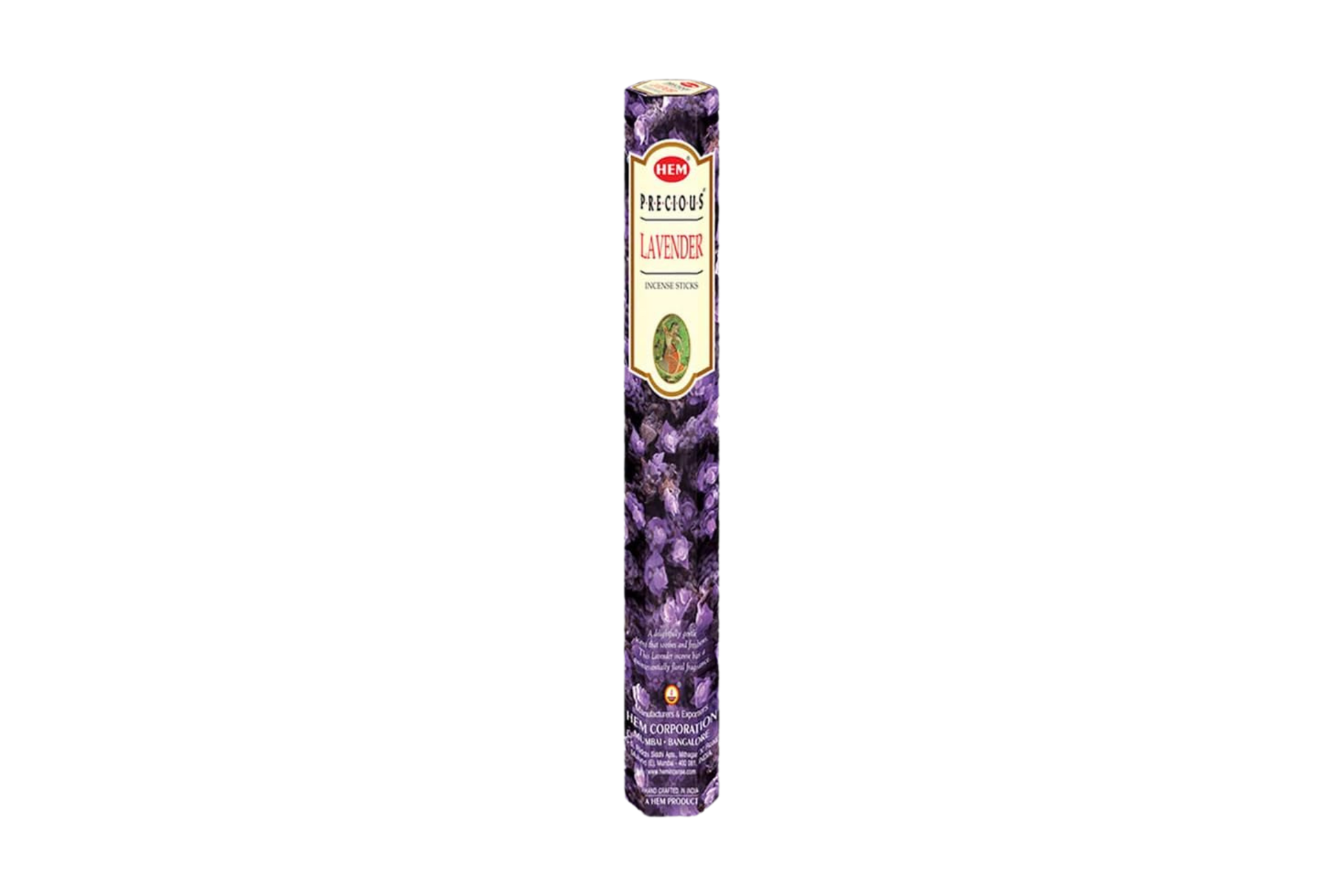 Lavender incense stick packaging on a white background