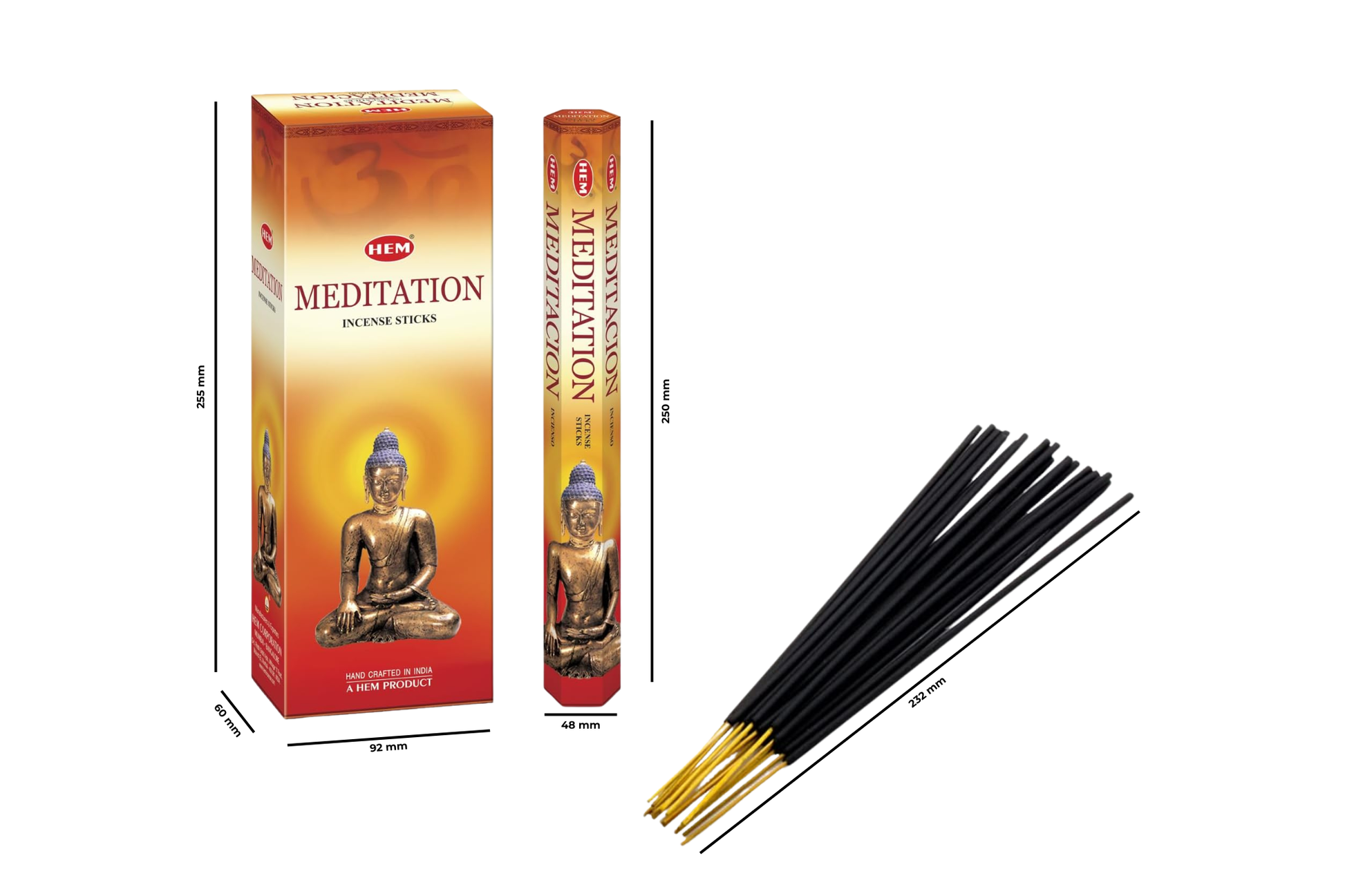 HEM Meditation incense sticks with packaging on a white background