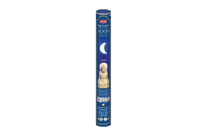 Incense stick package with a blue label featuring a Buddha image on a white background