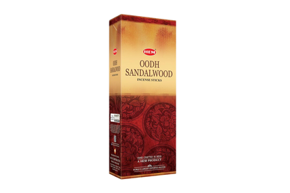 HEM Oodh Sandalwood incense stick box on a white background