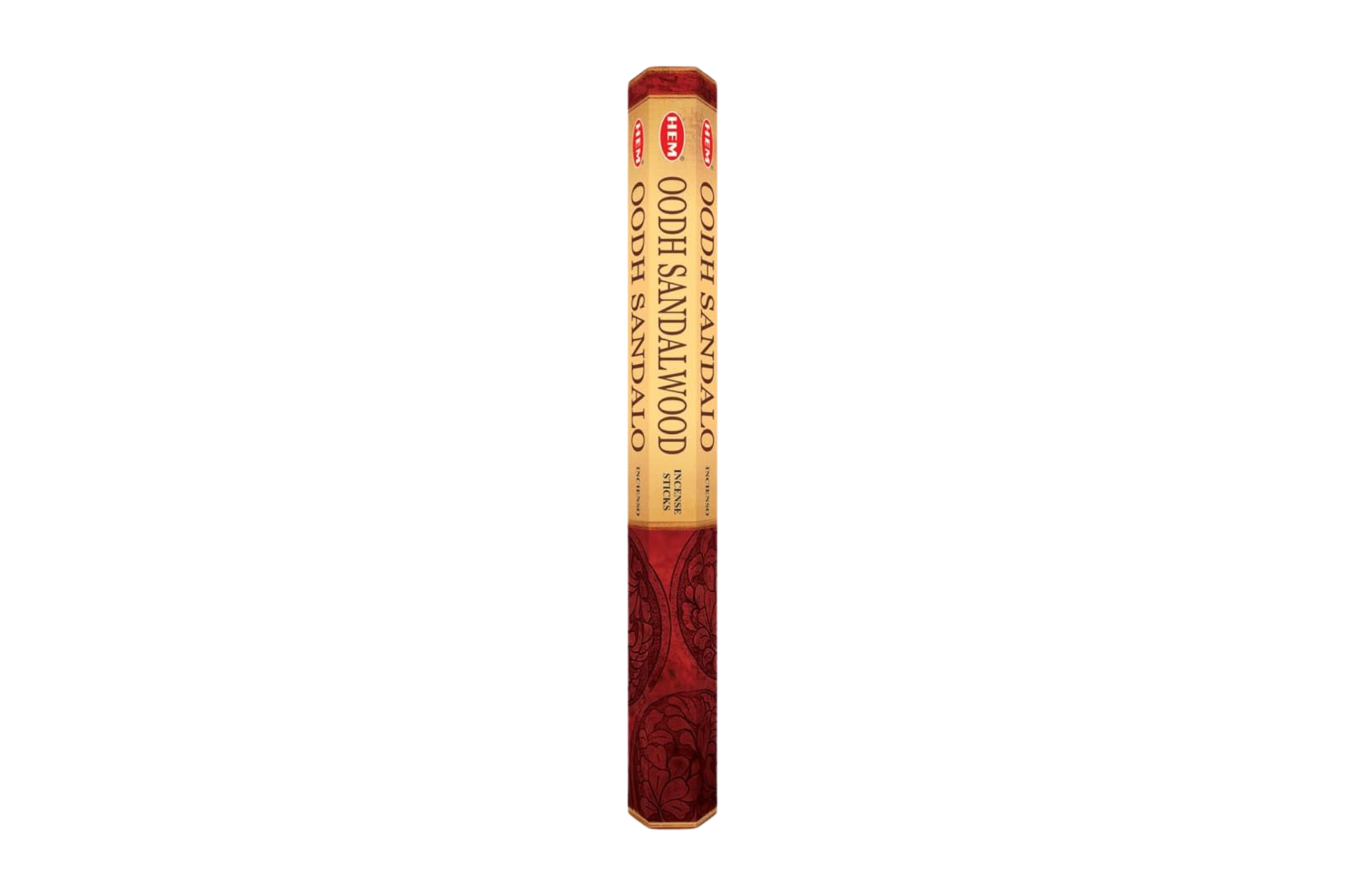 Red and gold product with text on a white background