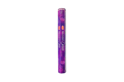 Purple incense stick with brand name on a white background