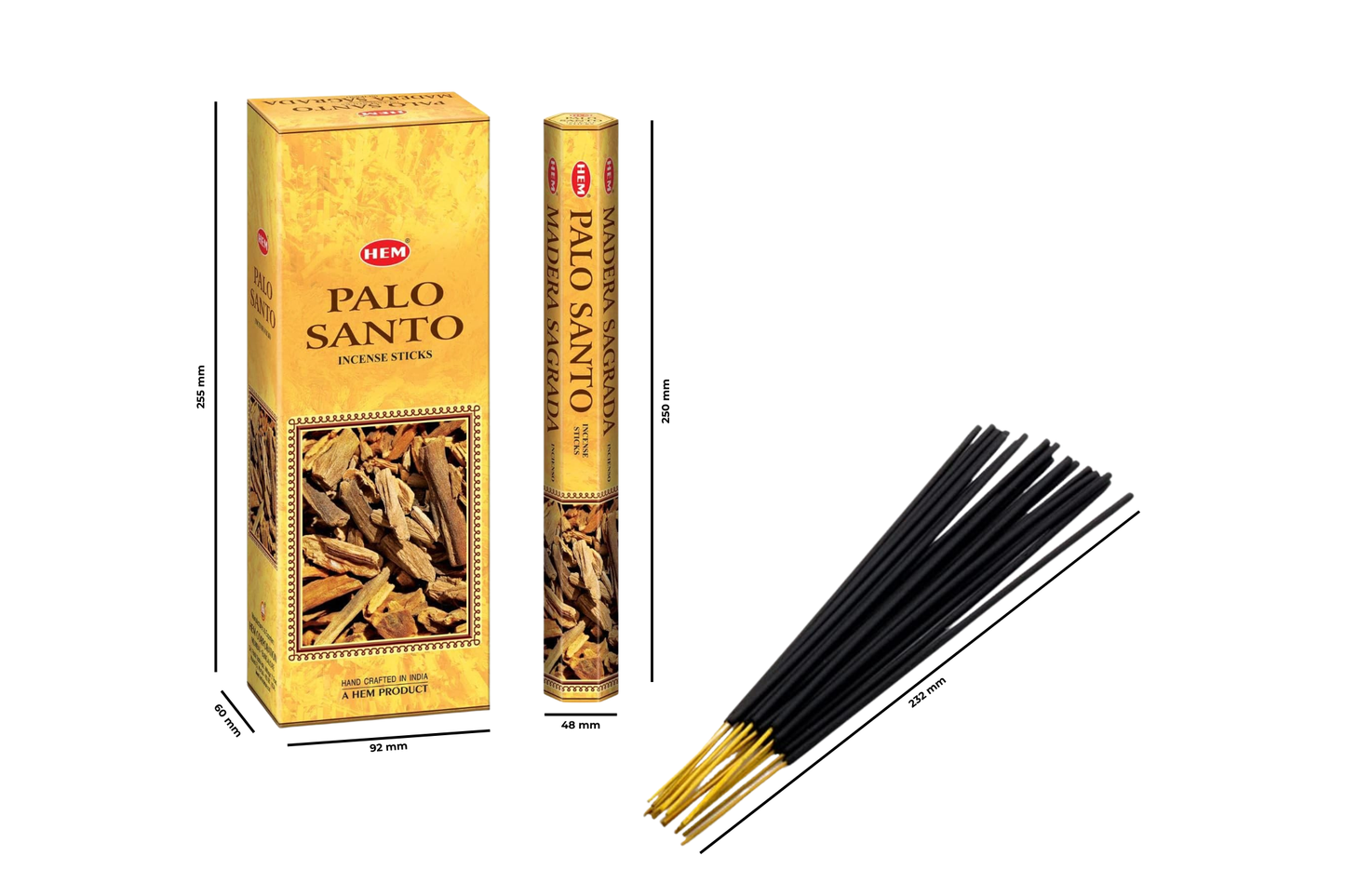 HEM Palo Santo incense sticks with packaging on a white background