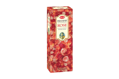 Box of Hem Precious Rose incense sticks on a white background