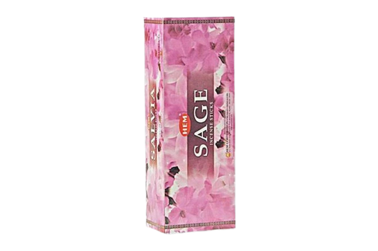 Sage incense packaging with pink floral design on a white background
