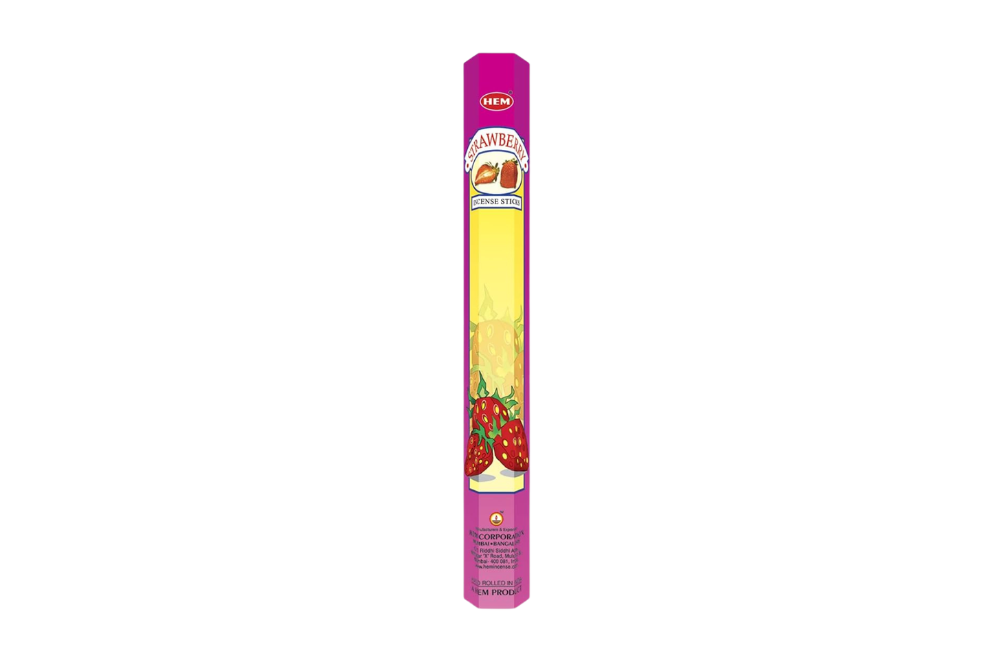 Incense with strawberry flavor packaging on a white background