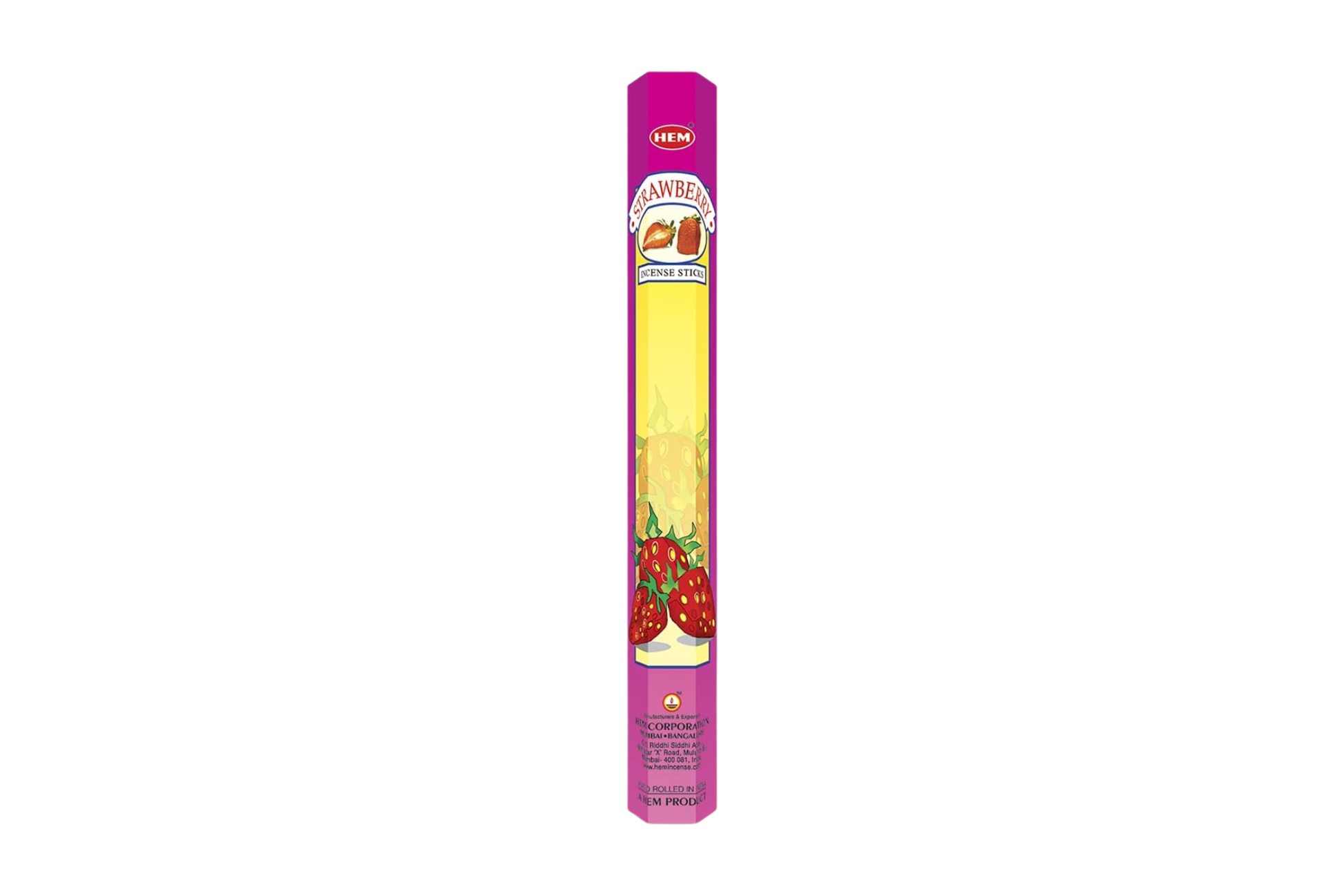 Incense with strawberry flavor packaging on a white background
