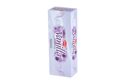 Vanilla-flavored product packaging on a white background