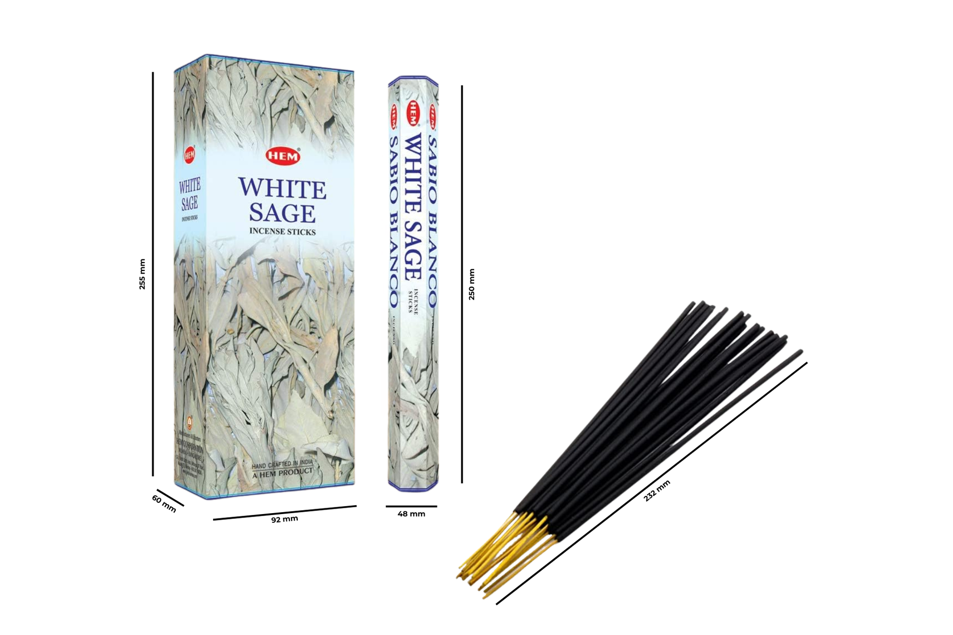 White Sage incense sticks with packaging on a white background