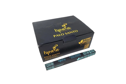 Box of Ispalla Palo Santo sticks on a white background