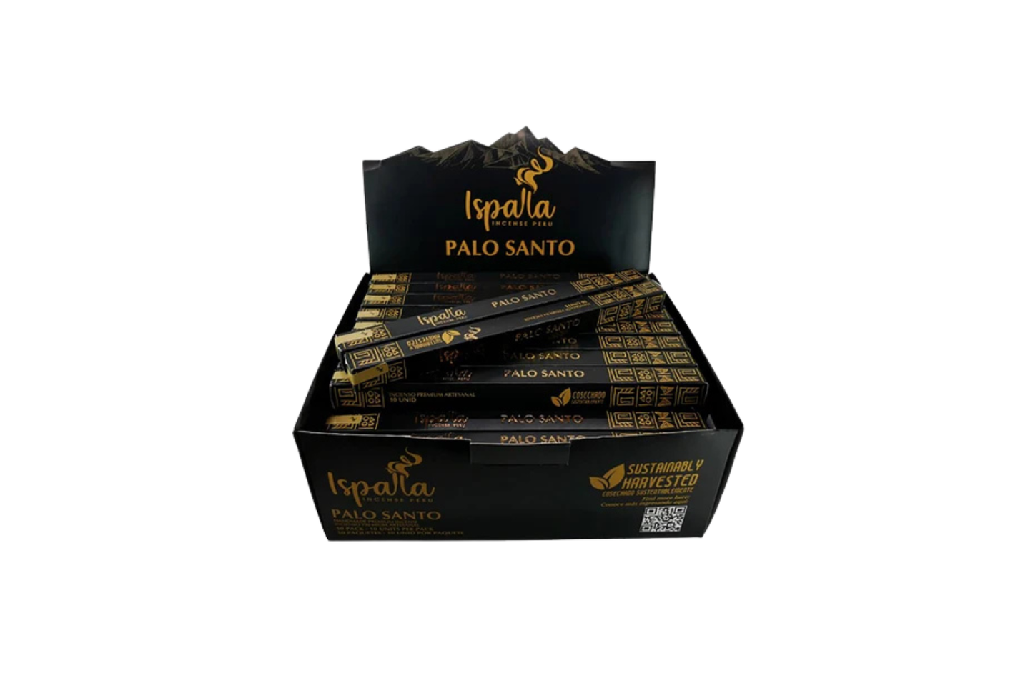 Box of Ispalla Palo Santo with black and gold design