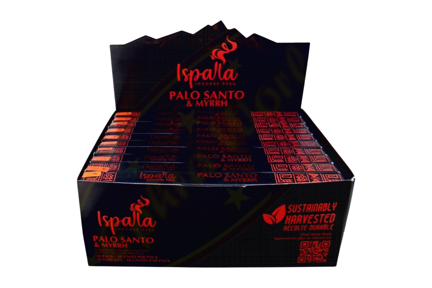 Box of Ispalla Palo Santo & Myrrh with red text on a white background