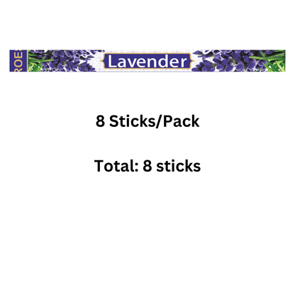 Lavender product packaging with text indicating '8 Sticks/Pack' on a white background.