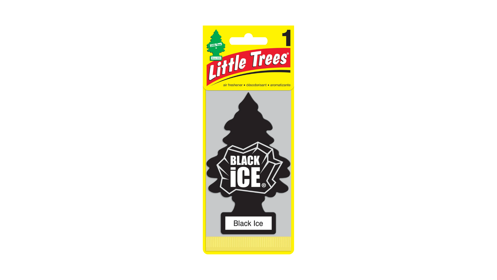 Little Trees Black Ice air freshener packaging on a white background