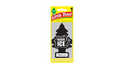 Little Trees Black Ice air freshener packaging on a white background