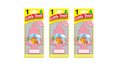 Three packages of Little Trees air fresheners on a white background
