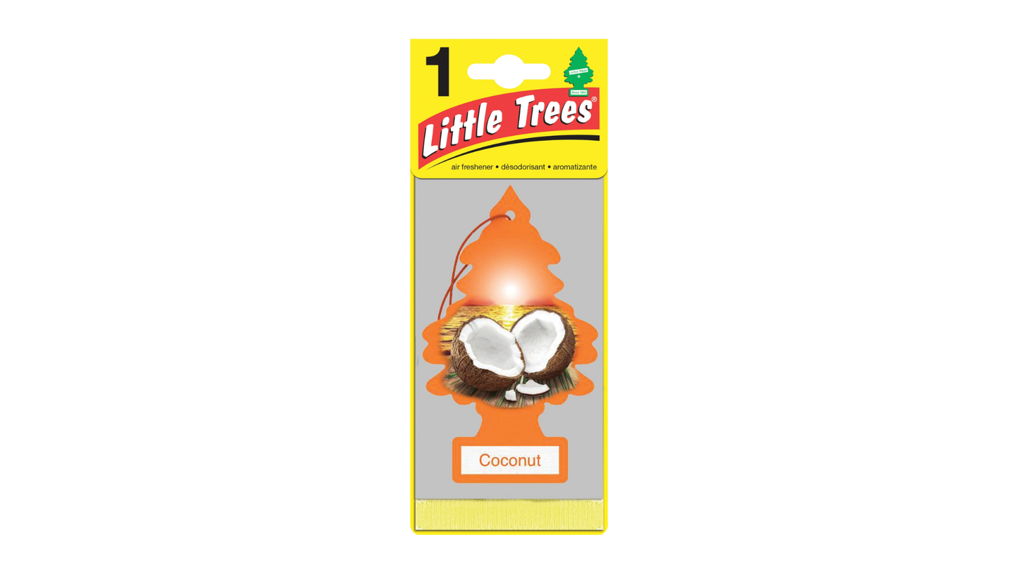 Little Trees coconut air freshener on a white background