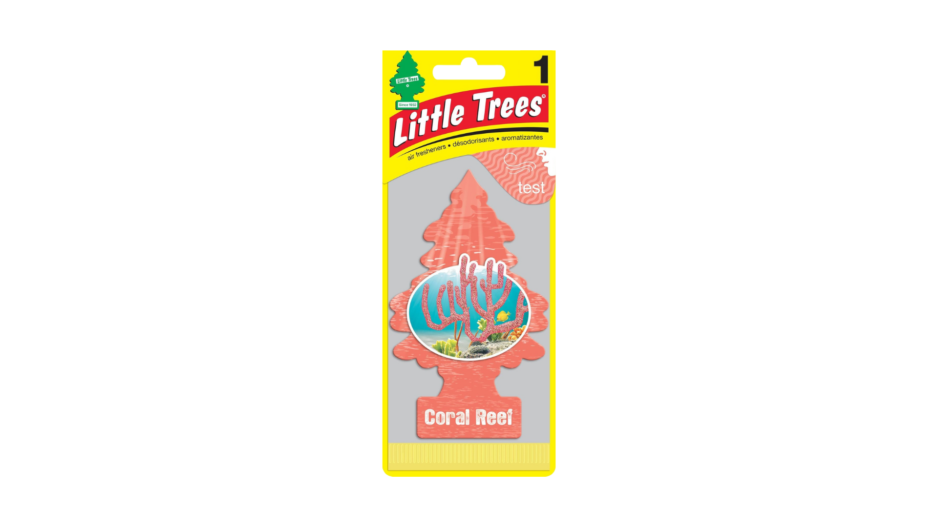 Little Trees Coral Reef air freshener packaging on a white background