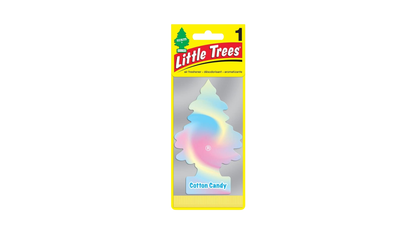 Little Trees air freshener packaging with cotton candy scent on a white background