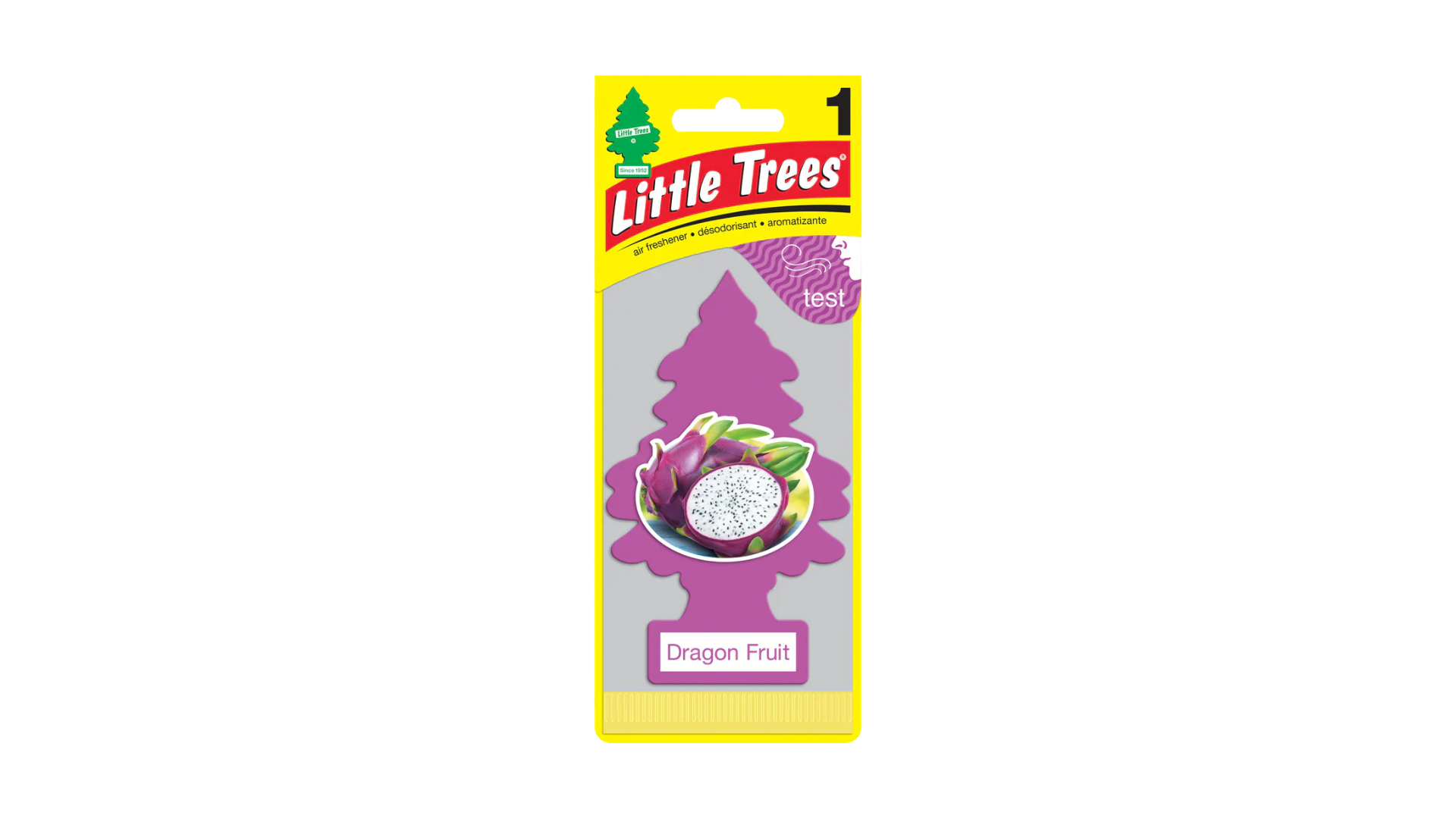 Little Trees air freshener packaging with dragon fruit scent on a white background