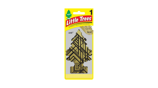 Little Trees gold air freshener on a white background