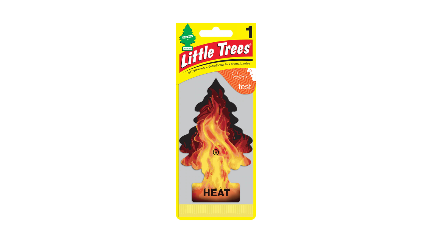 Little Trees Heat air freshener packaging on a white background