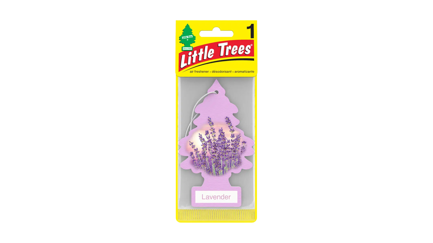 Little Trees lavender air freshener packaging on a white background