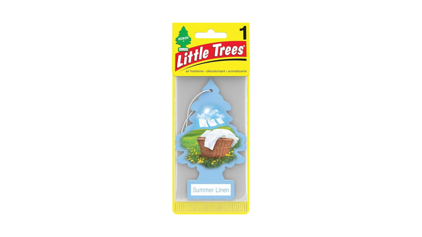 Little Trees air freshener packaging on a white background