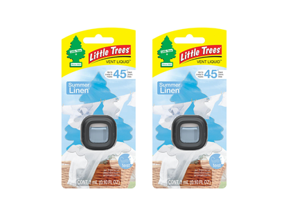 Two packages of Little Trees Summer Linen air freshener on a white background